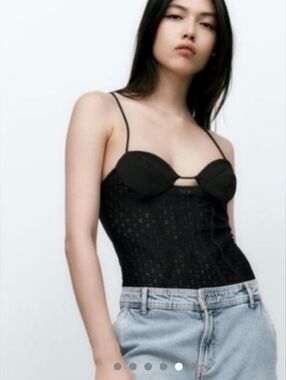 Zara Black Lace Corset Tank Top